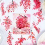 20 Adet Şeffaf Pembe Yaprak Dal Sticker Bullet Journal Scrapbook Laptop Ajanda Planlayıcı