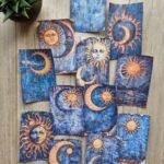 12 Adet Scrapbook Ay Güneş Temalı Scrapbook Kağıt Seti Bullet Journal Dekupaj Kağıdı