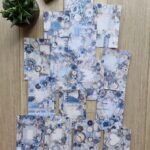 15 Adet Mavi Dantel Gül Temalı Scrapbook Kağıt Seti Bullet Journal Dekupaj Kağıdı