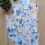 12 Adet Scrapbook Mavi Sarı Çiçek Temalı Scrapbook Kağıt Seti Bullet Journal Dekupaj Kağıdı