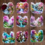 30 Adet Şeffaf Pembe Manzara Sticker Bullet Journal Scrapbook Laptop Ajanda Planlayıcı