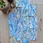 15 Adet Abstract Yosun Temalı Scrapbook Kağıt Seti Bullet Journal Dekupaj Kağıdı Mavi Yeşil