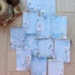 12 Adet Mavi Karahindibağı Temalı Scrapbook Kağıt Seti Bullet Journal Dekupaj Kağıdı Dandelion
