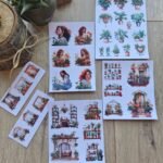 6 Parça 37 Adet Saksı Kız Sticker Seti Bitki Penecere Saksı Kız Sticker Yeşil Turuncu