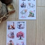 2 Sayfa 13 Adet Çiçek Temalı  Sticker Seti  Çiçek Kedi Pencere Country Sticker Vintage Sticker