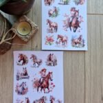 2 Sayfa 18 Adet At Sticker Çiçek Kovboy Kız Sticker Vintage Sticker