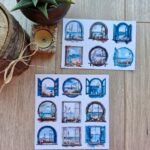 2 Sayfa 15 Adet Pencere Sticker Deniz Mavi Manzara Vintage Sticker
