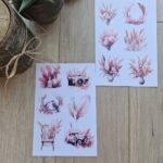2 Sayfa 12 Adet Pembe Pampas Sticker Pembe Sarı Pampas Çiçek Sticker Vintage Sticker