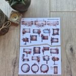 2 Sayfa 23 Adet Çiçekli Tabela  Sticker Seti Ahlap Çiçekli Tabela Sticker Vintage Sticker