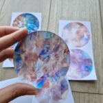 6 Adet Vitray Pembe Sticker Seti Bullet Journal Laptop Termos Scrapbook Renkli Cam Yuvarlak Sticker