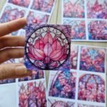 20 Adet Vitray Pembe Sticker Seti Bullet Journal Laptop Termos Renkli Cam Kare Sticker