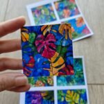 8 Adet Vitray Deve Tabanı Sticker Seti Bullet Journal Laptop Termos Renkli Cam Kare Sticker Monstera