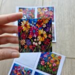 8 Adet Vitray Çiçek Sticker Seti Bullet Journal Laptop Termos Renkli Cam Kare Sticker