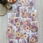 15 Adet Eskitme Vintage Çiçek Temalı Scrapbook Kağıt Seti Bullet Journal Dekupaj Kağıdı Bordo Sarı