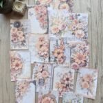 15 Adet Eskitme Vintage Turuncu Gül Temalı Scrapbook Kağıt Seti Bullet Journal Dekupaj Kağıdı