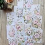 15 Adet Eskitme Vintage Pembe Gül Temalı Scrapbook Kağıt Seti Bullet Journal Dekupaj Kağıdı