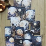 15 Adet Siyah Ay Temalı Scrapbook Kağıt Seti Bullet Journal Dekupaj Kağıdı
