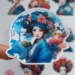 10 Adet Japon Sticker Bullet Journal Scrapbook Laptop Sticker Geisha Kadın