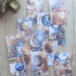 12 Adet Scrapbook Rustik Ay Temalı Scrapbook Kağıt Seti Bullet Journal Dekupaj Kağıdı