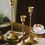 SEMBOL 3'lü Şamdan Seti Gold Kaplama Dekoratif Zarif Metal Mumluk