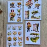 4 Sayfa 25 Adet Sarı Temalı Sticker Seti Ayçiçeği Kız Sticker Çiçek Ağaç Country