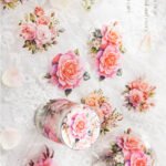 1 Rulo Şeffaf Pembe Gül Pet Bant Kesimli 5cmx2m Scrapbook Bullet Journal Ajanda Washi Tape