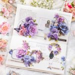 1 Rulo Şeffaf Mor Gül Pet Bant Kesimli 5cmx2m Scrapbook Bullet Journal Ajanda Washi Tape