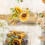 1 Rulo Şeffaf Sarı Ayçiçeği Pet Bant Kesimli 5cmx2m Scrapbook Bullet Journal Ajanda Washi Tape