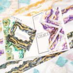 1 Rulo Şeffaf Yaldızlı Siyah Mermer Desen Bant 6.5cmx2m Scrapbook Bullet Journal Ajanda Washi Tape