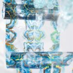 1 Rulo Şeffaf Yaldızlı Mavi Mermer Desen Bant 6.5cmx2m Scrapbook Bullet Journal Ajanda Washi Tape