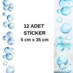 12 Adet Şeffaf Mavi Baloncuk Sticker Bullet Journal Scrapbook Laptop Ajanda Planlayıcı