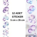 12 Adet Şeffaf Mor Baloncuk Sticker Bullet Journal Scrapbook Laptop Ajanda Planlayıcı