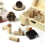 36 Parça Mini Alfabe ve Sayılar Ahşap Stamp Seti Özel Kutulu İnkpad Vintage