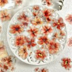 20 Adet Yaldızlı Şeffaf Turuncu Çiçek Sticker Bullet Journal Scrapbook Laptop Ajanda Planlayıcı