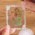 30 Adet Şeffaf Çerçeve Beyaz Dantel Desen Sticker Bullet Journal Scrapbook Laptop Ajanda Planlayıcı