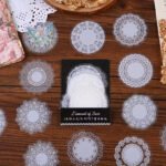 30 Adet Şeffaf Beyaz Dantel Desen Sticker Bullet Journal Scrapbook Laptop Ajanda Planlayıcı