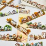 10 Adet Büyük Şeffaf Köy Manzara Sticker Bullet Journal Scrapbook Ajanda Laptop Şerit