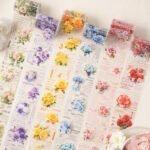 Şeffaf Çiçek Sticker 6cm x 35cm Rastgele 1 Döngü Scrapbook Bullet Journal Ajanda Washi Tape Renkli
