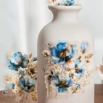 20 Adet Şeffaf Mavi Çiçek Sticker Seti Bullet Journal Scrapbook Şeffaf Sticker Laptop Ajanda