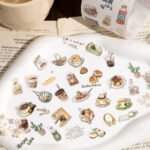 45 Adet Mini Kahve Temalı Washi Sticker Scrapbook Bullet Journal Ajanda Günlük Planlayıcı