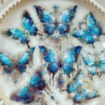 20 Adet Yaldızlı Şeffaf Mavi Kelebek Sticker Bullet Journal Scrapbook Laptop Ajanda Planlayıcı