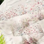 Şeffaf Pembe Çiçek Şerit Pet Bant Rulo 3cmx2m Scrapbook Bullet Journal Ajanda Washi Tape