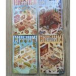 1 Paket Sevimli 3D İzometrik Sticker Kafe Kütüphane Fırın Tavşan Kedi Ayıcık