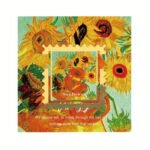 Ayçiçekleri Van Gogh Geçmeli Altın Renk Metal Kitap Ayracı Hediyelik Sanatsal