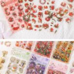 6 Sayfa 86 Adet Şeffaf Kırmızı Çiçek Sticker Bullet Journal Scrapbook Laptop Ajanda Planlayıcı