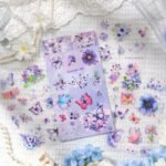 4 Sayfa 60 Adet Şeffaf Mor Kelebek Çiçek Sticker Bullet Journal Scrapbook Laptop Ajanda Planlayıcı