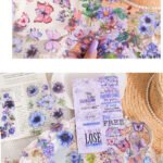 6 Sayfa 60 Adet Şeffaf Büyük Mor Çiçek Sticker Bullet Journal Scrapbook Laptop Ajanda Planlayıcı