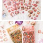 6 Sayfa 74 Adet Şeffaf Pembe Çiçek Sticker Bullet Journal Scrapbook Laptop Ajanda Planlayıcı