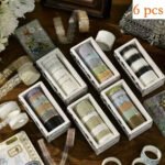 6 Rulo Şeffaf Siyah Beyaz Dantel Desen Bant Scrapbook Bullet Journal Ajanda Günlük Planlayıcı