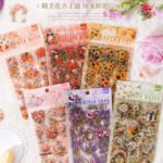 1 Sayfa 9 Adet Şeffaf Çiçek Sticker Bullet Journal Scrapbook Laptop Ajanda Planlayıcı 10x15cm